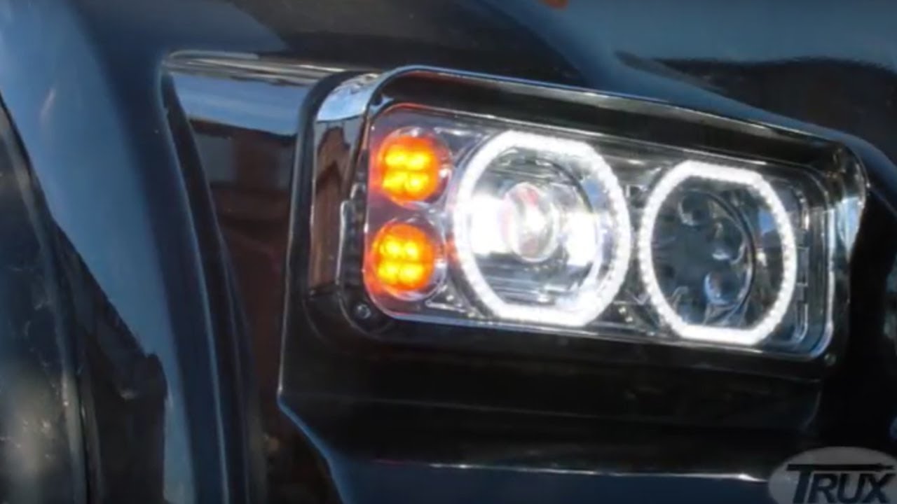 Freightliner Classic FLD-SD Black Projector Headlight Assembly With Halo LED